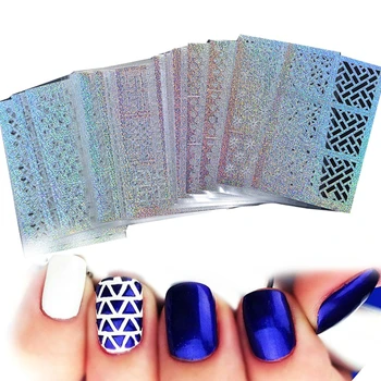 

1Set Manicure Sticker Laser DIY Nail Vinyls 24 syles Hollow Irregular Stencils Stamp Nail Art DIY