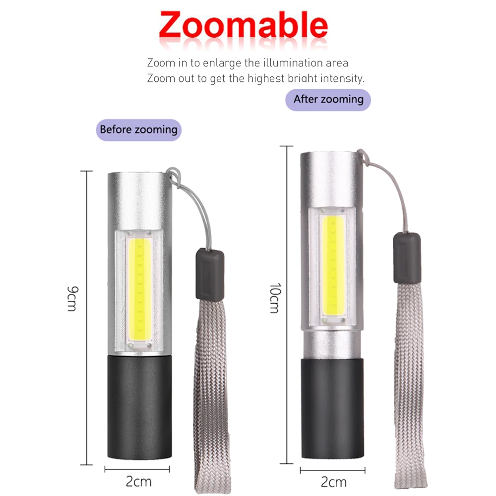 МОЩНЫЙ СВЕТИЛЬНИК-вспышка, портативный COB Светодиодный фонарь, масштабируемый светильник-вспышка, перезаряжаемый через USB фонарь, удобный светильник с мощным встроенным аккумулятором