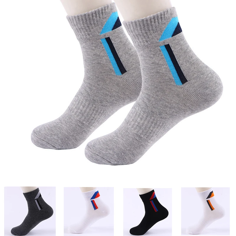 

20PCS=10Pairs Combed Cotton Men's Socks 2019 New Casual Breathable Active Socks High Quality Men meias Stripe Long Sock EU38-44