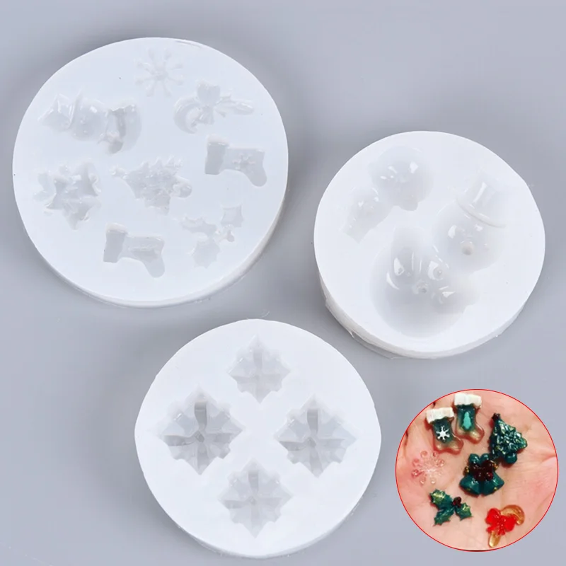 

1pcs Snowflake Snowman Christmas Trees UV Resin Jewelry Liquid Silicone Mold For DIY Decorate Making Christmas Gift Jewelry