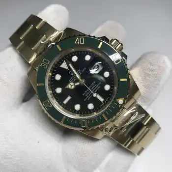 

Luxury Brand Men gold Stainless Steel Automatic Mechanical black dial Ceramic Bezel Sapphire sub Watch AAA+