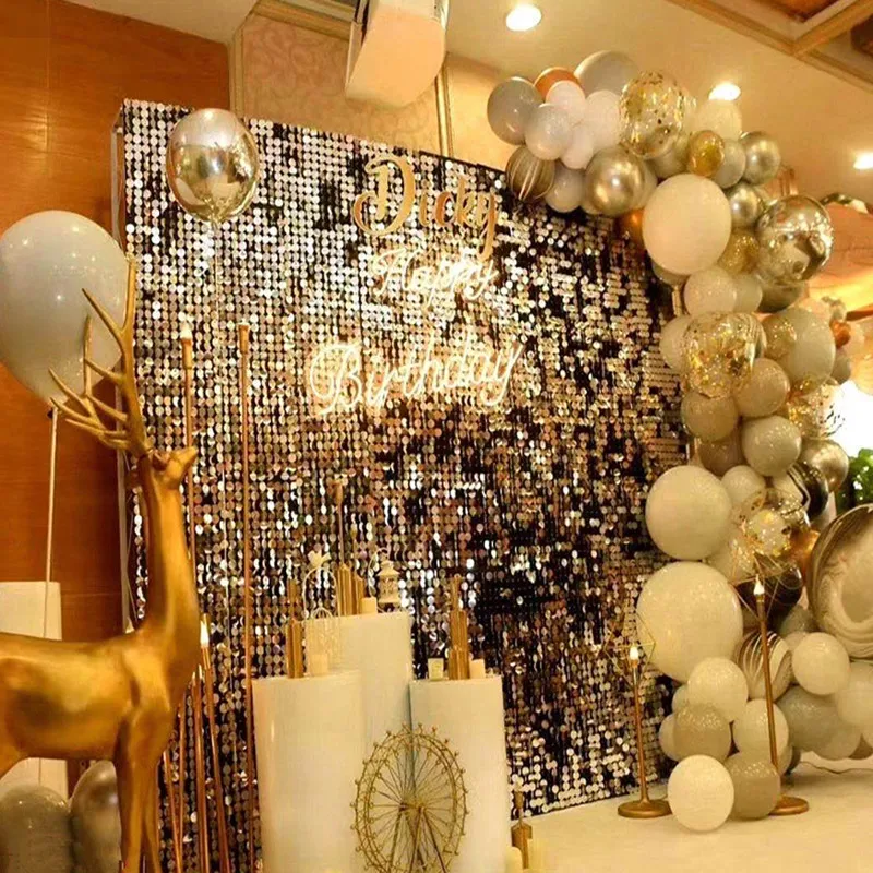 US $180.48 Custom Adverting Sign Shiny Silver Square Sequin Panel Glam Sequin Backdground Shop Window Background Square Shimmer Sequin Wall
