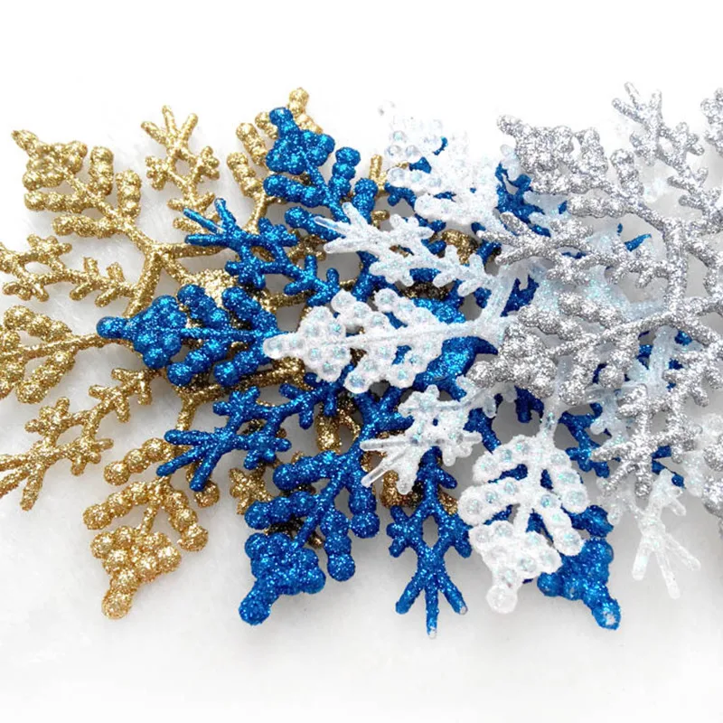 

Xmas Tree Decor 12pcs 10cm Gold Powder Snowflake Noel Ornaments Christmas Decorations for Home New Year Decor Navidad DIY Craft