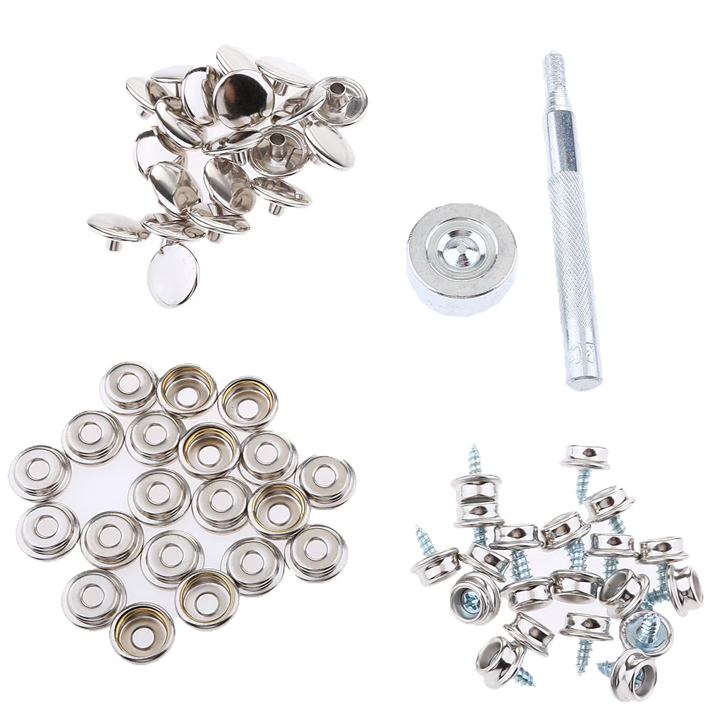 

62Pcs Boat Canvas Fabric Snap Cover 3/8" Screw Button Socket Fastener Kit