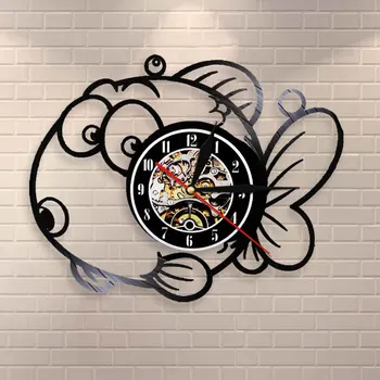 

Fish On The Wall Vinyl Record Home Decor Cartoon Wall Clock Nemo Clownfish Modern Decorative Clock Watch Sea Animals Lovers Gift