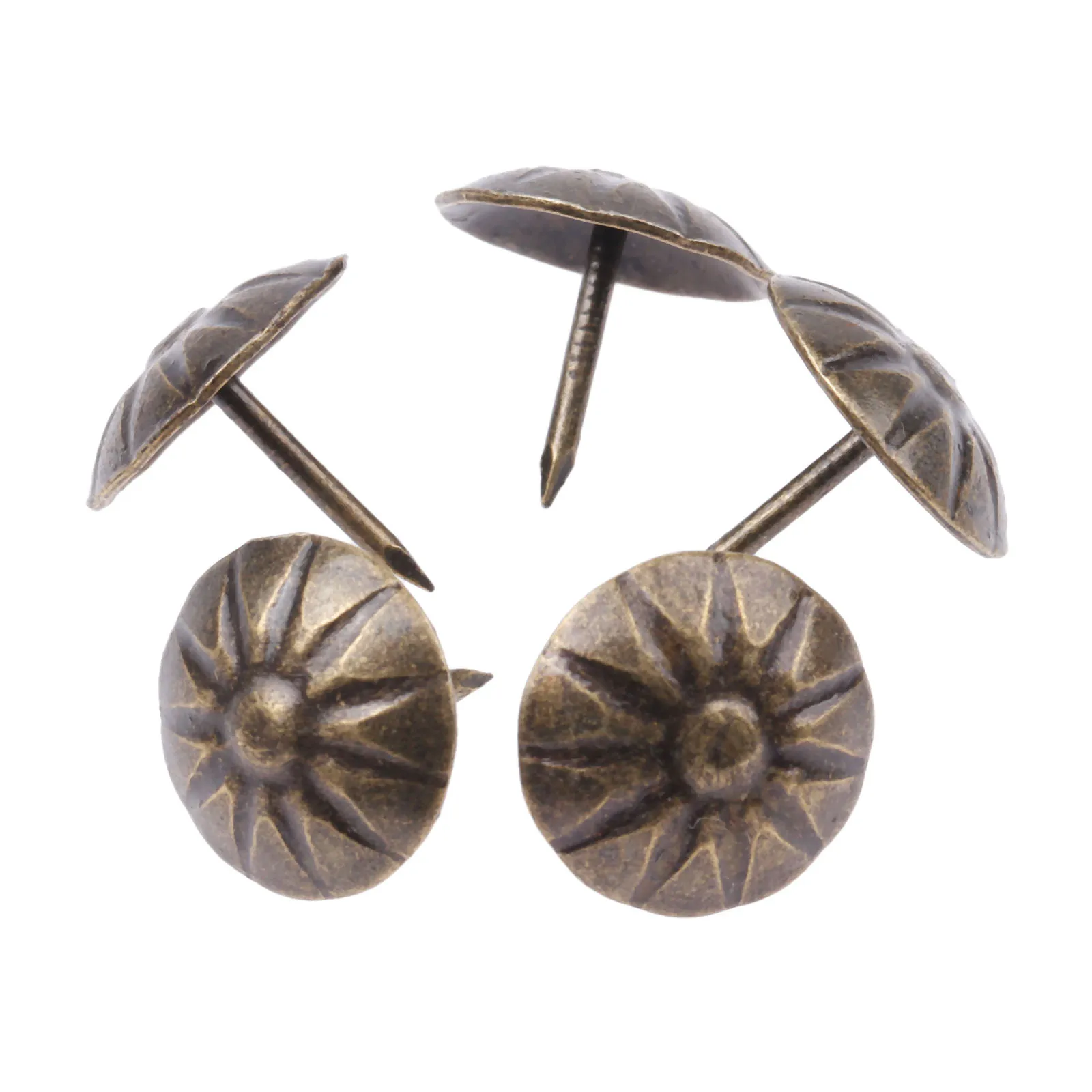 20Pc/lot Antique Bronze Upholstery Nails Iron Flower Tack Jewelry Gift Case Sofa Furniture Stud Decor Pushpin Doornail 17x15mm