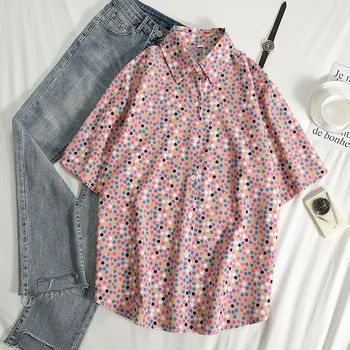 

2020 Brand Summer Shirt Women Loose Plus Size Blouse Female Short Sleeve Blouses Ladies Flannel Casual Shirt Women Tops Blusas