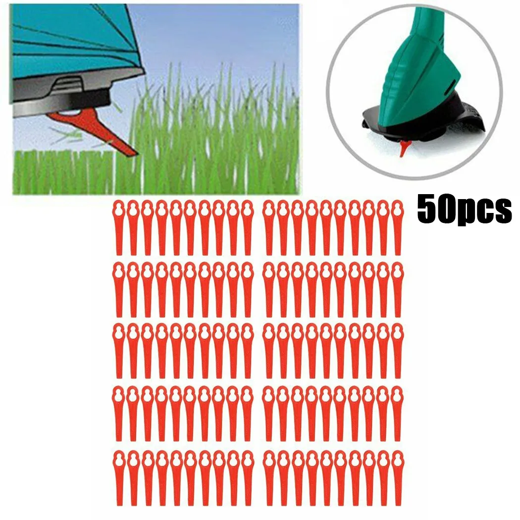 

50PC Plastic Blades For Bosch ART26LI ART26 Accutrim Easy Trim Accu Strimmer Lawn Mower Replacement Blade Wholesale