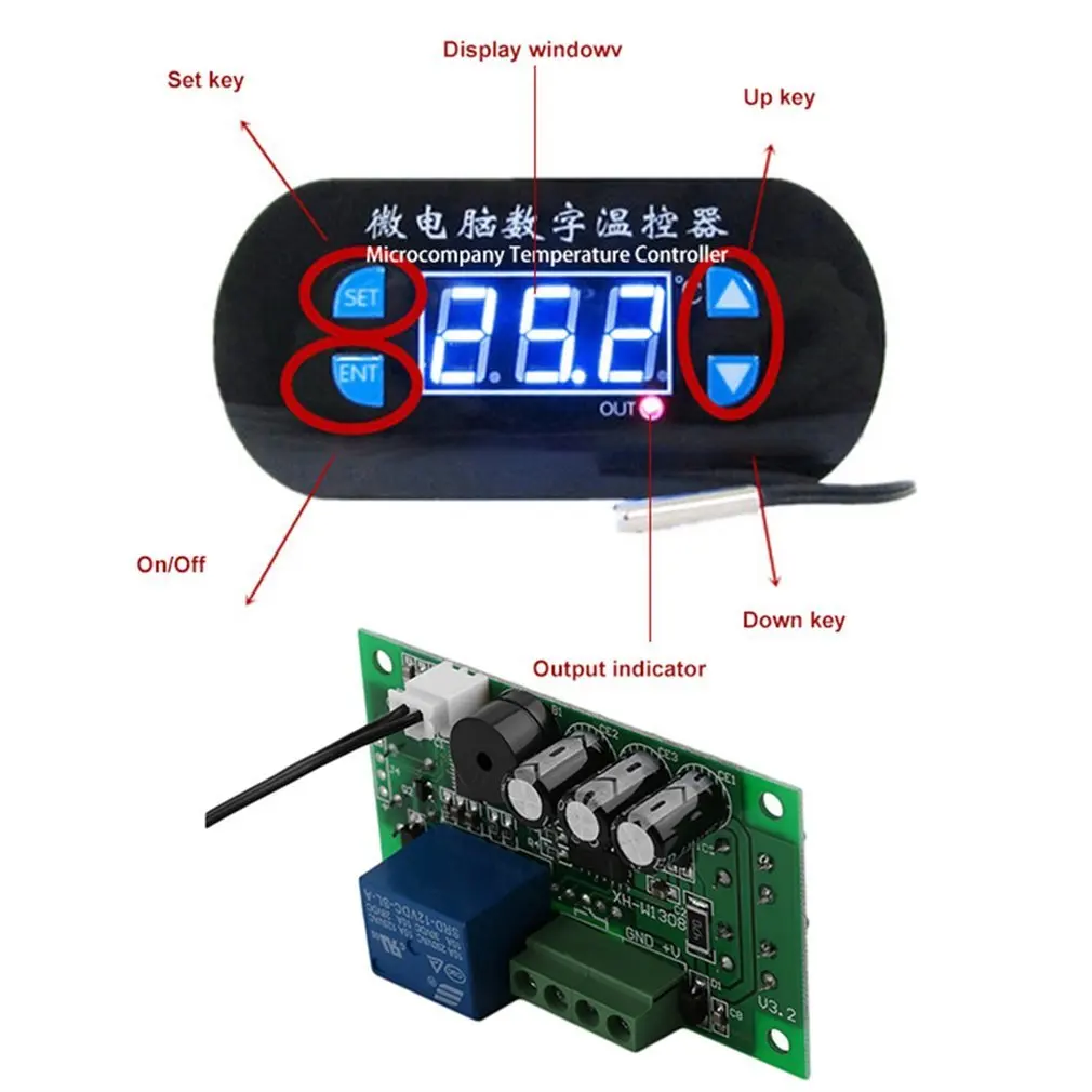 ЖК-дисплей AC/DC12V Цифровой термостат регулятор температуры сигнализации датчик измеритель температуры Регулятор