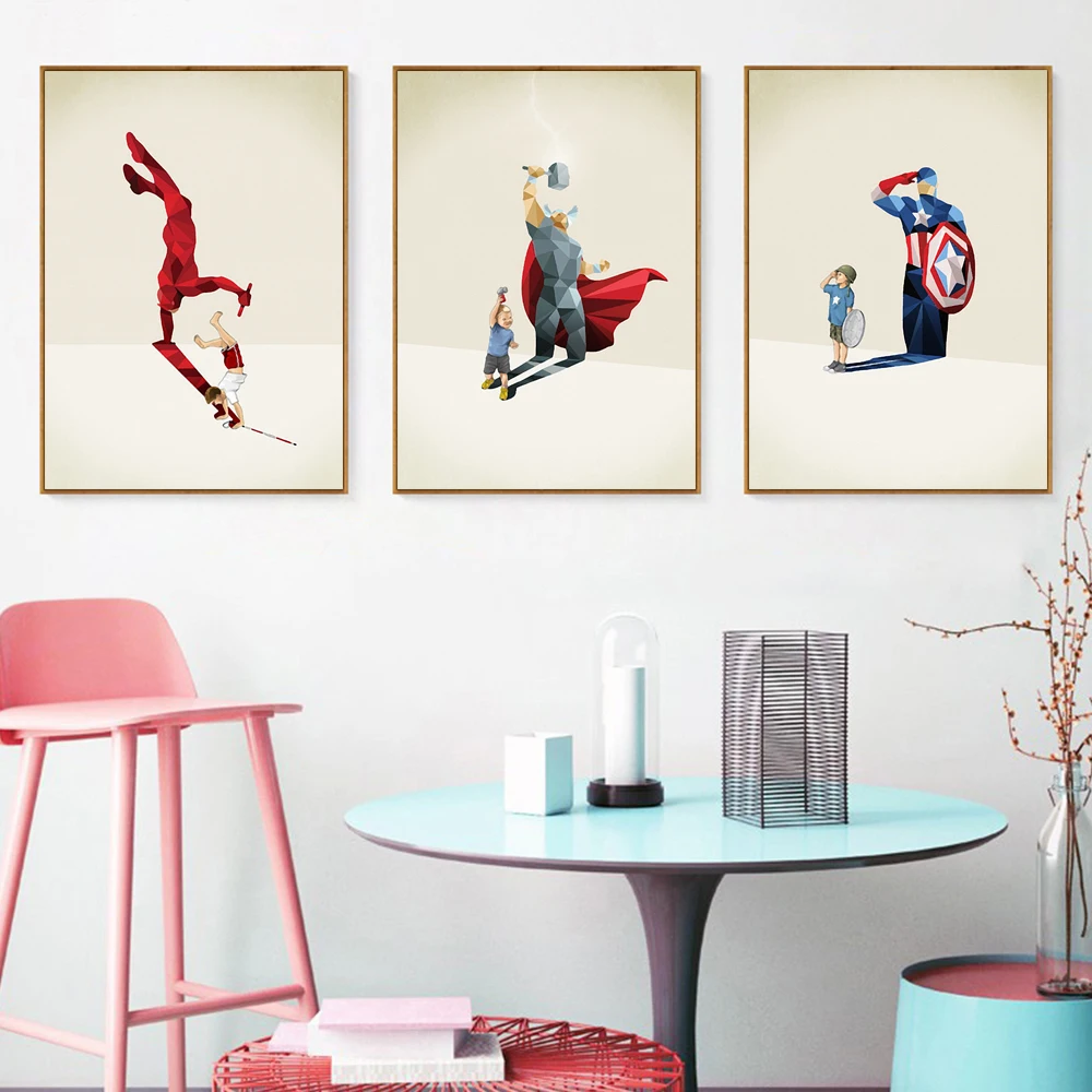 

Children Decorative Painting Super Hero Kids Baby Prints Wall Art Nursery Posters Inspirational Pictures for Living Room Bedroom
