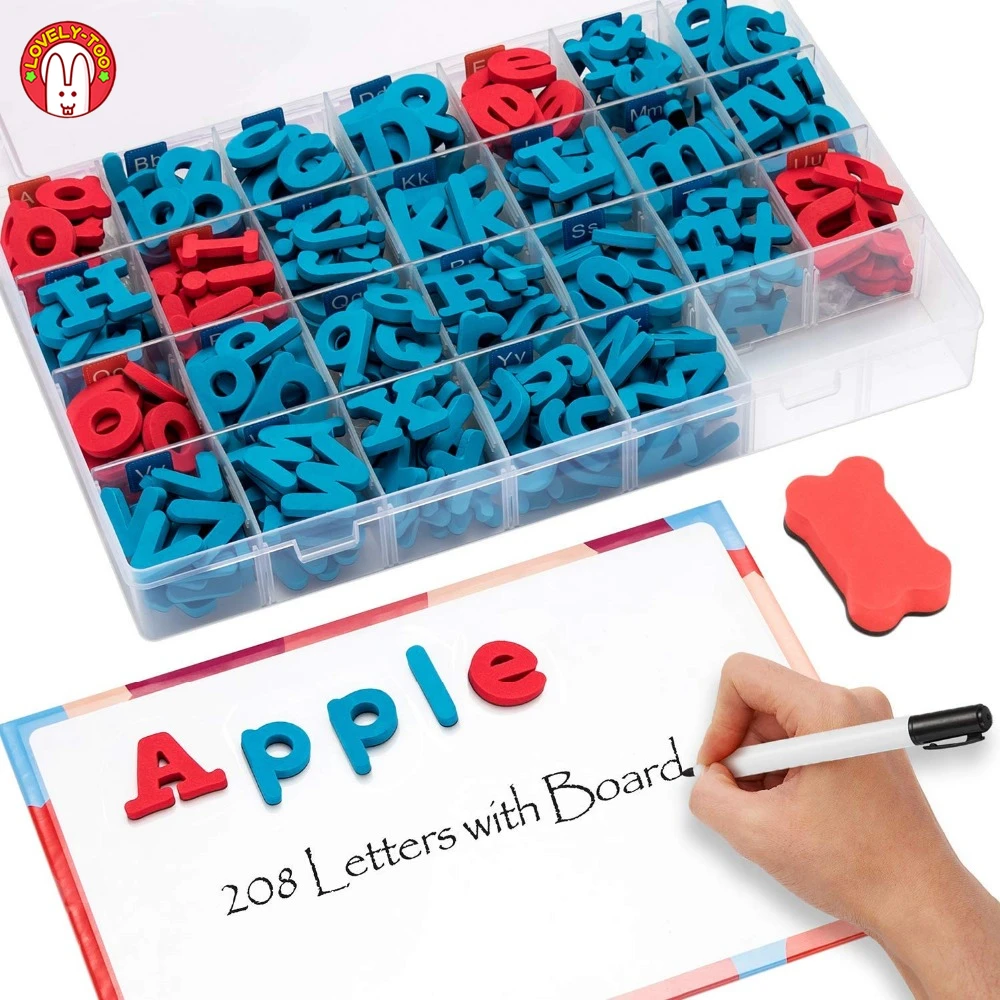 208 pièces magnétique mousse lettres Montessori classe Alphabets aimant conseil pour enfants orthographe et apprentissage jouets pour enfants cadeau