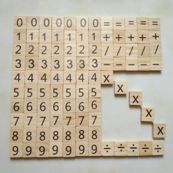100 Wooden Digital Scrabble Tiles Black Symbol& Numbers For Crafts Wood