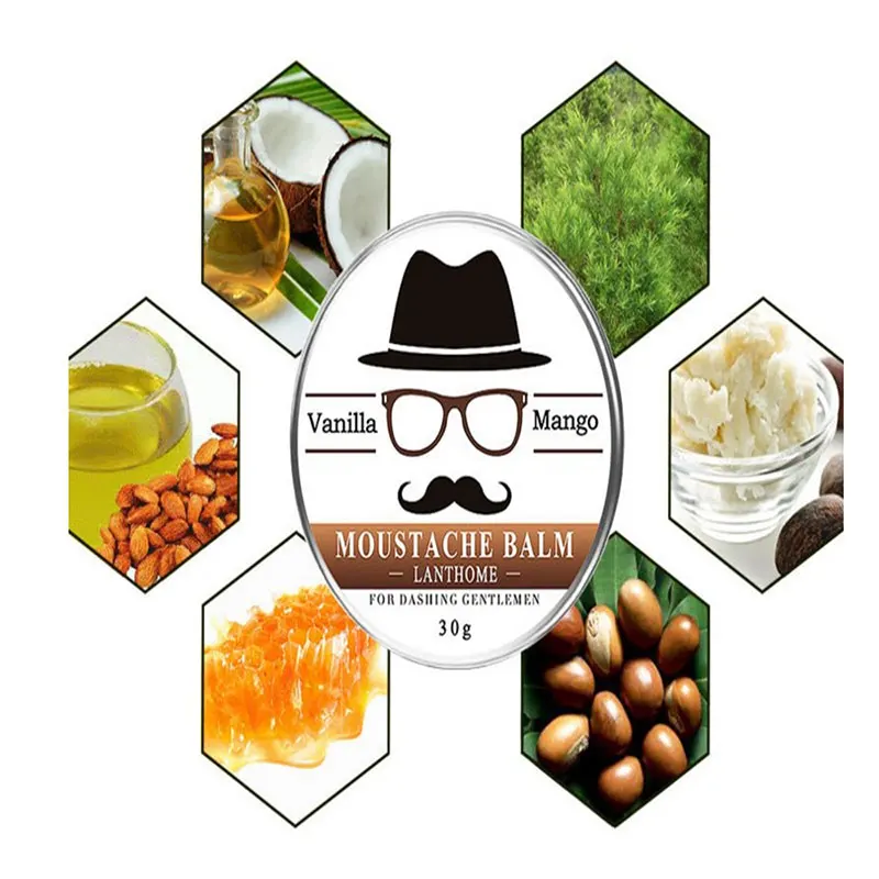 Natural Vanilla Mango Beard Growth Enhancer Oil Safe Facial Hair Beard Balm For Groomed Beard Growth Styling Moustache Serum