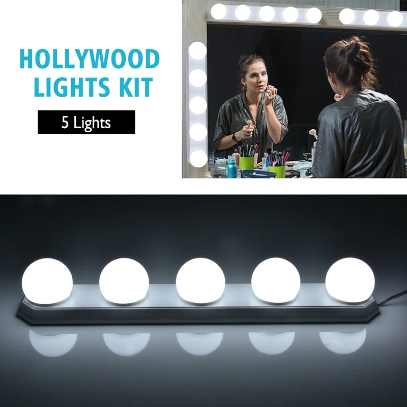  5 Bulb Led Makeup Mirror Light 3 colors Cosmetic Make up Light USB Powered Makeup Vanity Bathroom C