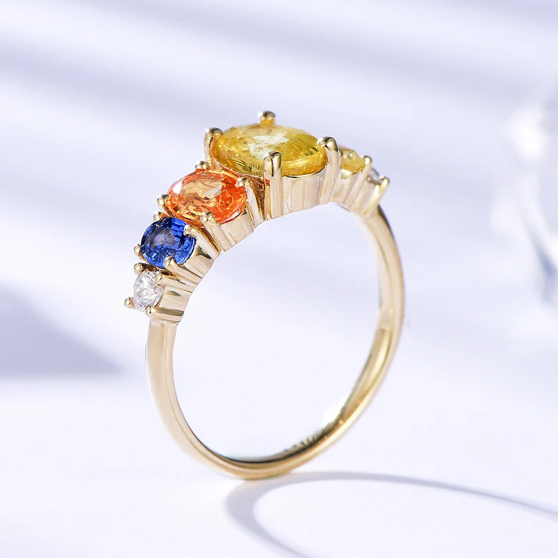 Kuolit, натуральный сапфир, Муассанит, 10 к, кольцо из цельного золота для женщин, настраиваемое кольцо из желтого золота, обручение, подарок невесты, хорошее ювелирное изделие