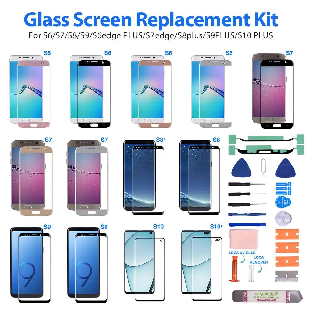 

Carprie Screen Lens Cover Compatible For Samsung Galaxy S8 Front Glass Screen Lens Replacement Repair Kit + UV Glue 19Sep12