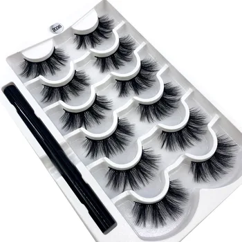 

NEW 6 pair eyelashes set No glue Easy to wear Natural 3D Eye Lashes Sticky Eyeliner Mascara Set Self-adhesive Eyelash Extension