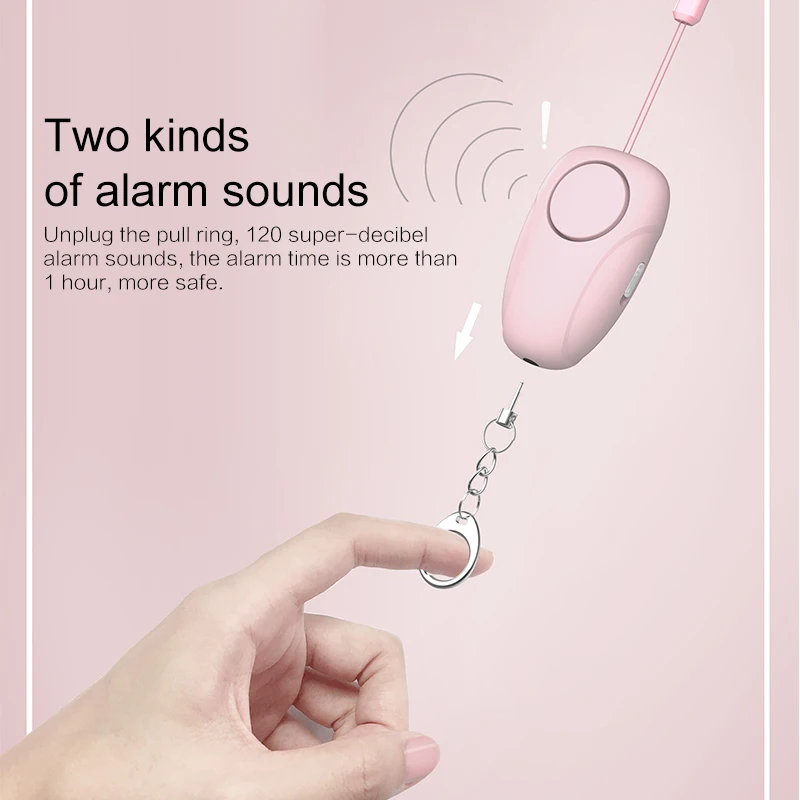Alarma de Seguridad Personal de autodefensa, silbato de Seguridad anti-rape de 120dB, con sonido fuerte, llavero de protección