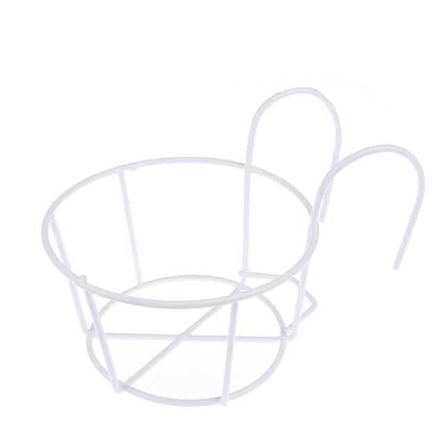 Porte-pot de fleur rond en fer Support pour plantes de jardin Support de suspension Support mural pour balustrade de cadre de balcon 6