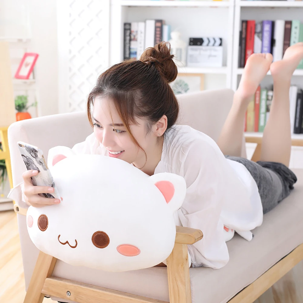 

Cute Lying Cat Plush Toy Pillow Cushion Soft Filled Animal Open Emoji Cat Doll Kid Girl Christmas Gift 35-65cm WJ270