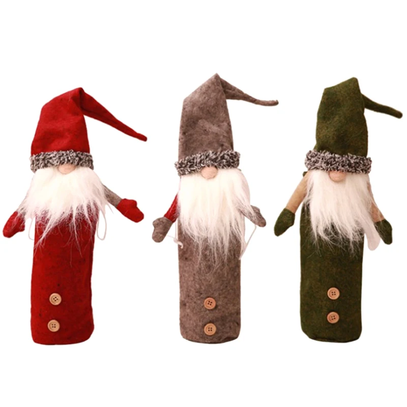 Рождественские гномы винные бутылки крышка, ручной работы шведский Tomte Gnomes винные бутылки топперы Санта Клаус бутылки Сумки с кулиской St