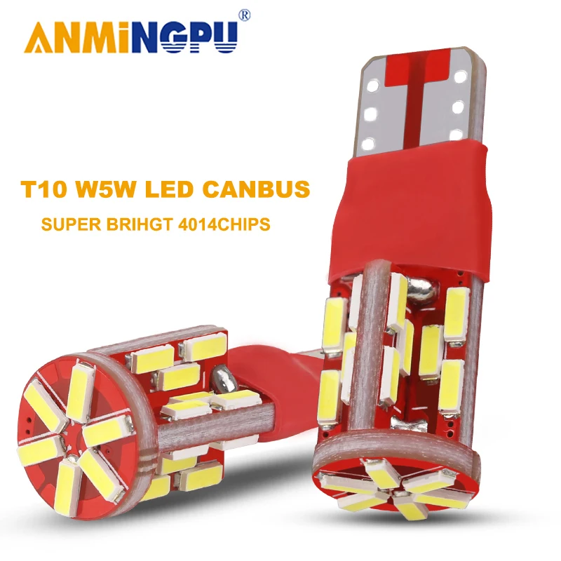 

ANMINGPU 2X Signal Lamp Led W5W Canbus 30SMD 4014Chips Led T10 Bulb 501 194 Clearance Light License Plate Light Reading Lights
