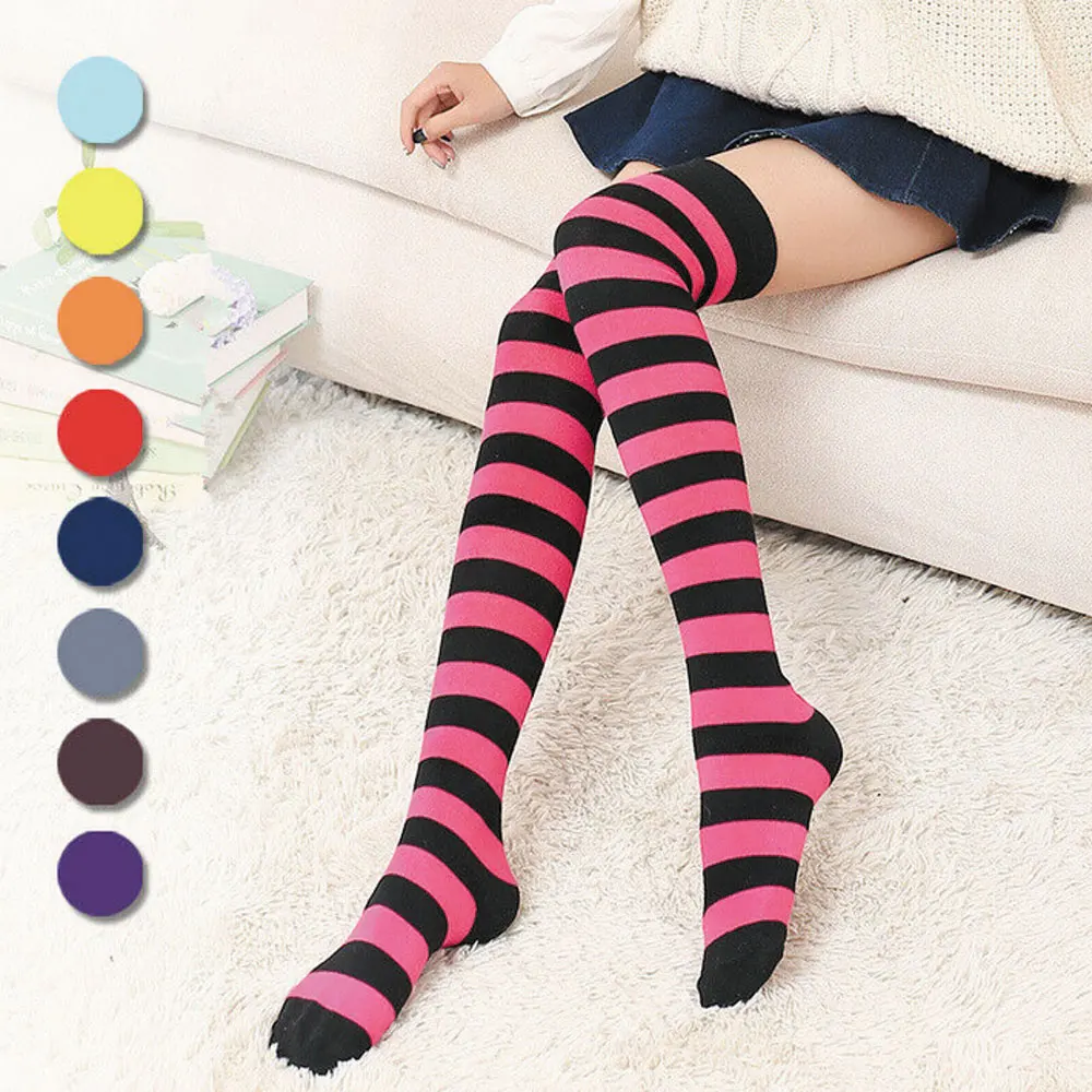 A daily low price store Women Girl Sheer Striped Thigh High Stockings