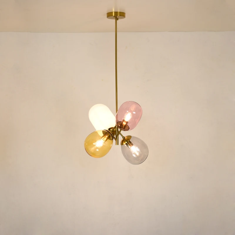 Скандинавские стеклянные шаровые подвесные светильники освещение для ресторана E27 гальванические медные светильники стеклянный абажур подвесные лампы