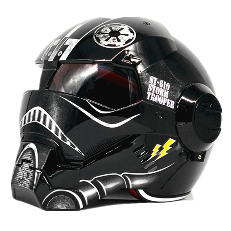 Black Warrior IronMan Helmet Cool Flip Up Custom Helmet Motorcycle Full Face Capacete Robot Casco Moto DOT Ironman Moto Helmets