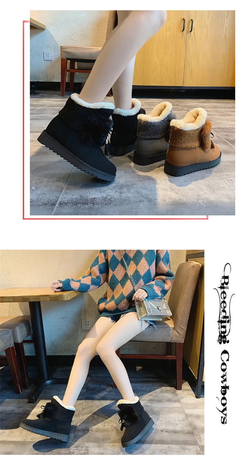 WWKK/ г. Зимние женские ботинки высокого качества эластичные ботильоны с круглым носком обувь на плоской подошве на толстом каблуке женские носки