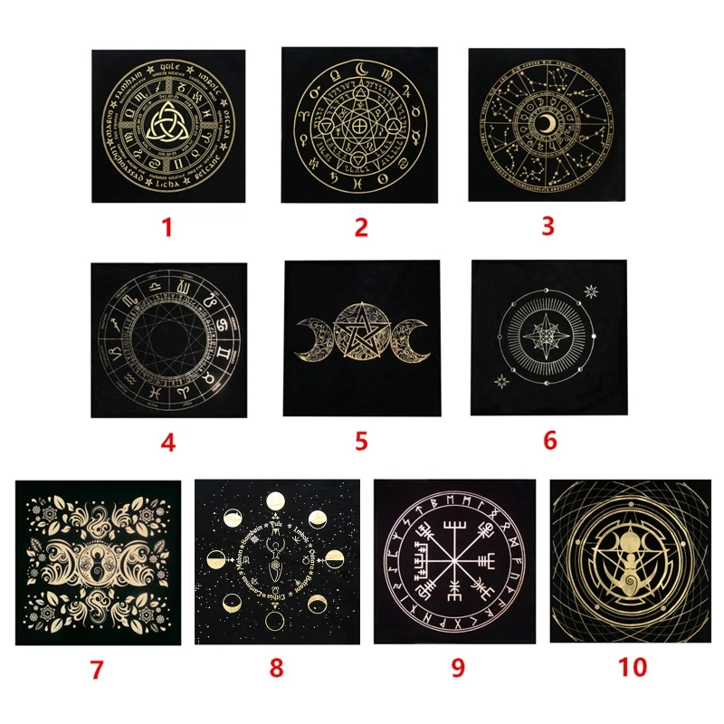 Pentagram Tarots Tablecloth with Bag Velvet Altar Tarots Cloth Divination Astrology Board Game Pentacles Vintage Card Pad
