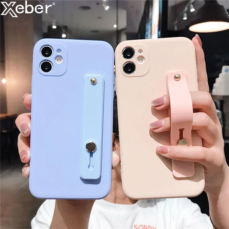 Мягкий чехол для iPhone 13 Pro Max 11 12 Mini XR XS X SE 5S 6S 7 8 Plus с ремешком на запястье | Мобильные