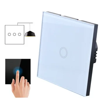 

EU/UK Standard Crystal Glass Panel Smart Switch Contorl Wall Light Switch Panel 1/2/3 Gang 1 WAY Light Touch Screen Switch Panel