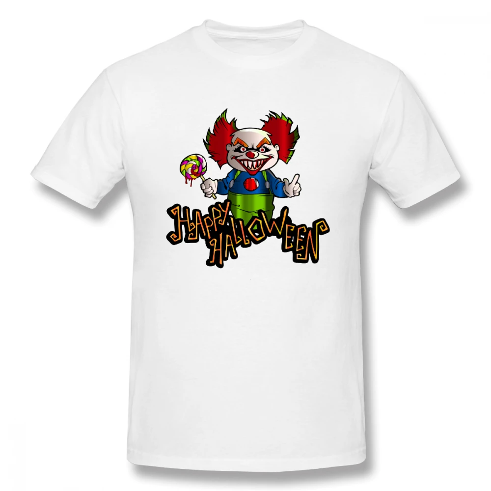 

2019 funny tee cute t shirts Clown Happy-halloween men short sleeves cotton tops cool t shirt summer Men's T-Shirt
