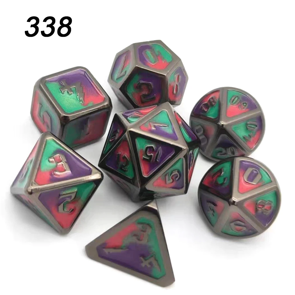 Chengshuo игральные кости DND Металл РГП набор многогранных подземелья и дракон d20 8 синий настольные игры цинковый сплав Цифровой узор в кости - Цвет: 338