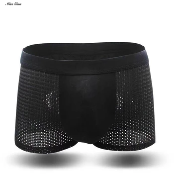 

2020 Mens Boxers Underwear Mesh Underpants Homme Boxershorts Underwear Jockstrap Mesh Panties for Man Summer Men Boxers 1Pcs/set