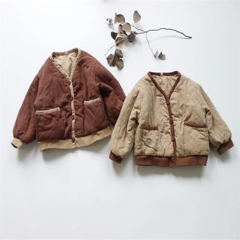 

2020 Autumn Jacket For Toddler Babys Fashion Cotton-linen Quilted Boys Clothes 4-9Y Solid Color Cotton-padded Children's Jacket
