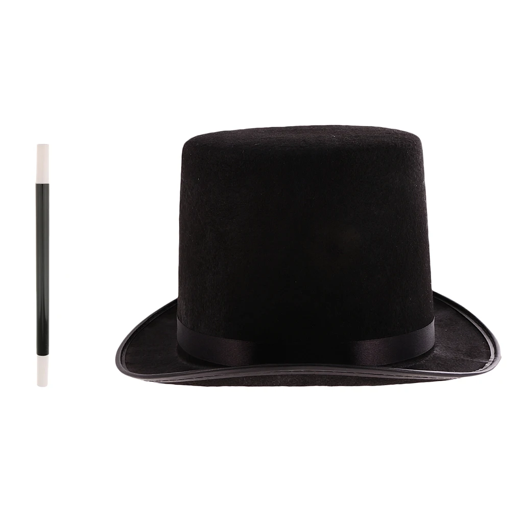 Маг маскарадный костюм комплект черный топ шляпа и волшебная палочка реквизит для унисекс взрослых Черный Нежный человек шляпа классный подарок для отца