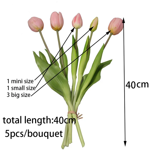 5pcs/Bouquet New Silicone Tulip Artificial Flower 40cm Real Touch Fake Plant B For Wedding Decoration Home Garen Acceeeories 2