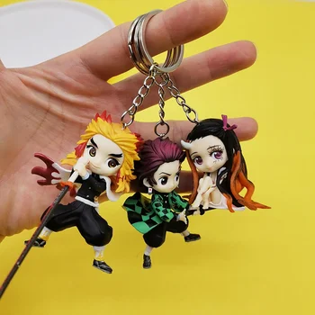 

3PCS New Anime Demon Slayer Llaveros Kimetsu No Yaiba Key Chains 3D Keychain Cosplay Car Pendant Keyring Gift