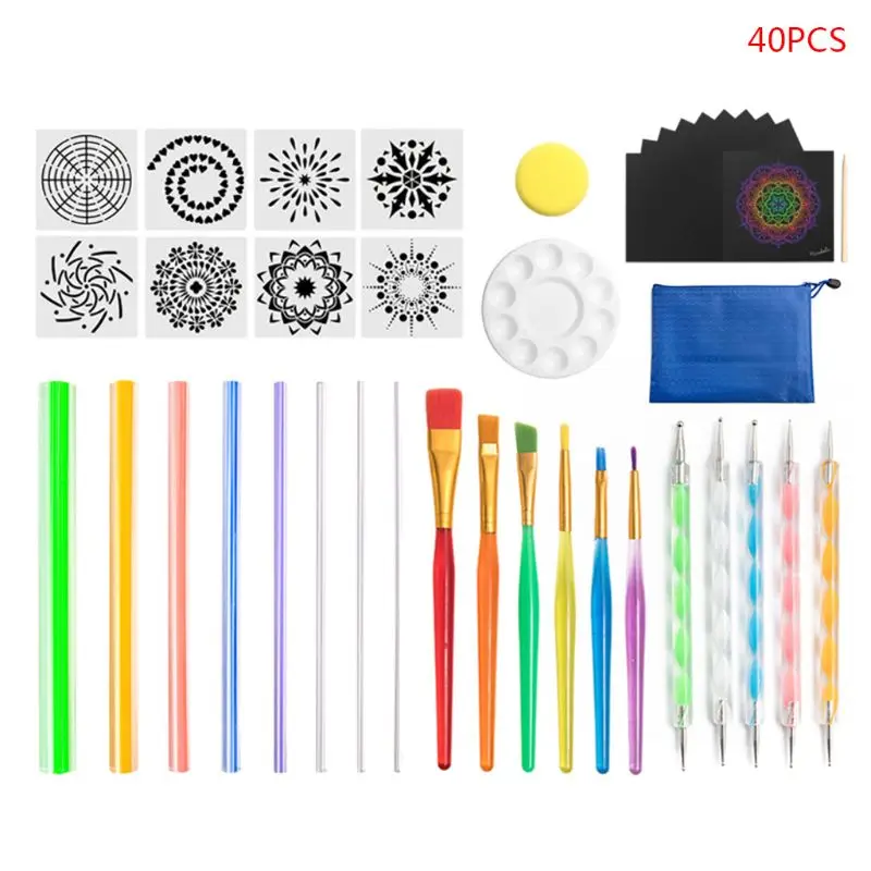 25pcs/set Mandala Dotting Tools for Painting Rock Stone Pen Paint Stencil  Brush X7YD