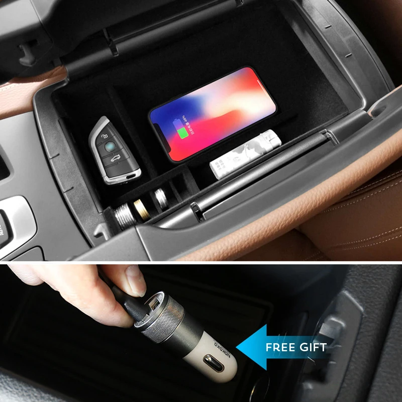 

For BMW 1 Series 118i 120i F20 F21 saden 2012-2018 Mobile phone wireless charging Central Armrest storage box