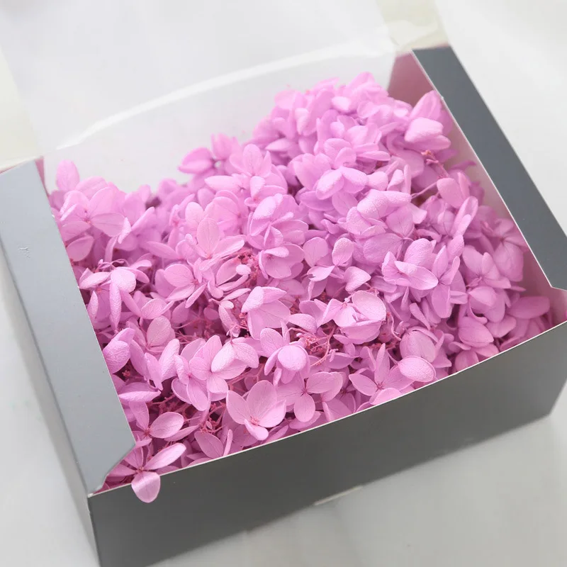 20g High Quality Natural Fresh Preserved Flowers Dried Mid-wood Hydrangea Flower Head For DIY Real Eternal Life Flowers Material - Цвет: pink purple