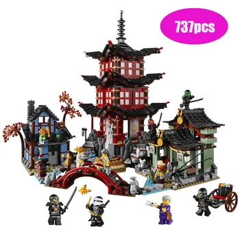 

737pcs compatible lepining Diy Ninja Temple of Airjitzu Ninjagoes Smaller Version Building Blocks Set Toys for Kids Bricks