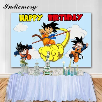 

InMemory Sky Cloud Child Birthday Party Background Dragon Ball Boy 1st Birthday Photo Backdrops Photography Props Vinyl Banner