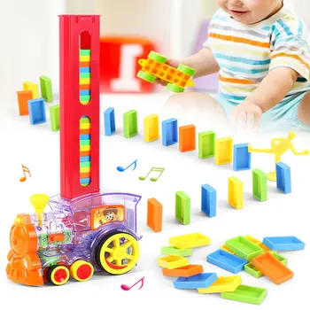 

80Pcs Dominoes Blocks Set Electric Train Game Automatic Car Model Toy Children Learning Building and Stacking Toy Toys