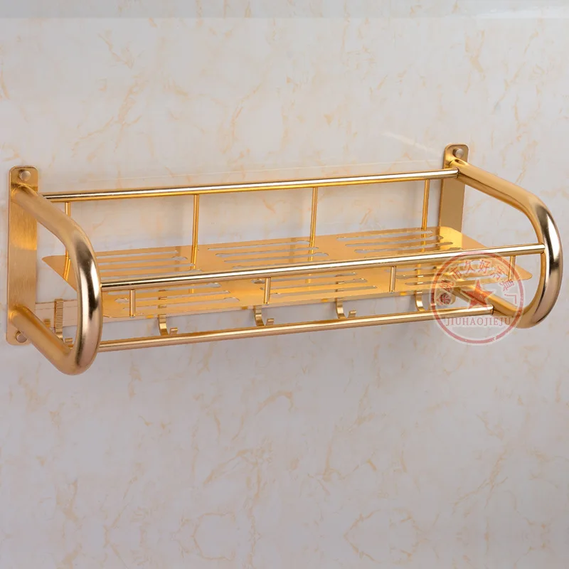 Роскошная полка для хранения золотого цвета усиленная алюминиевая вешалка для полотенец подвижный подвесной крючок прямая