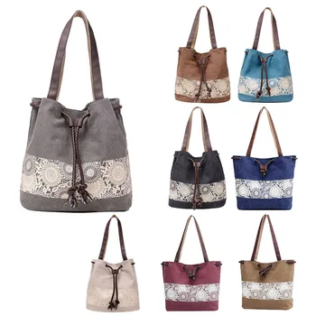 

Ladies Bag Fashion Large Capacity National Style Ladies Bag Canvas Shopping Bag Shoulder Bag Handbag