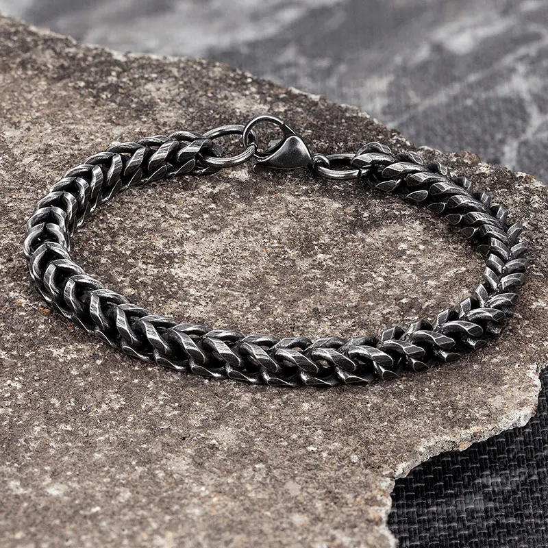 Men Bracelet Vintage Chain Link Handmade Punk Rock Stainless Steel Motorcycle Bracelets Hand Jewelry Accessories Boyfriend Gift