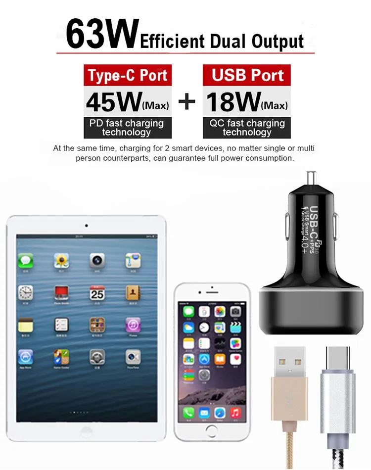 Рождественские подарки для gf в автомобиле USB C PD автомобильное зарядное устройство QC3.0 combo